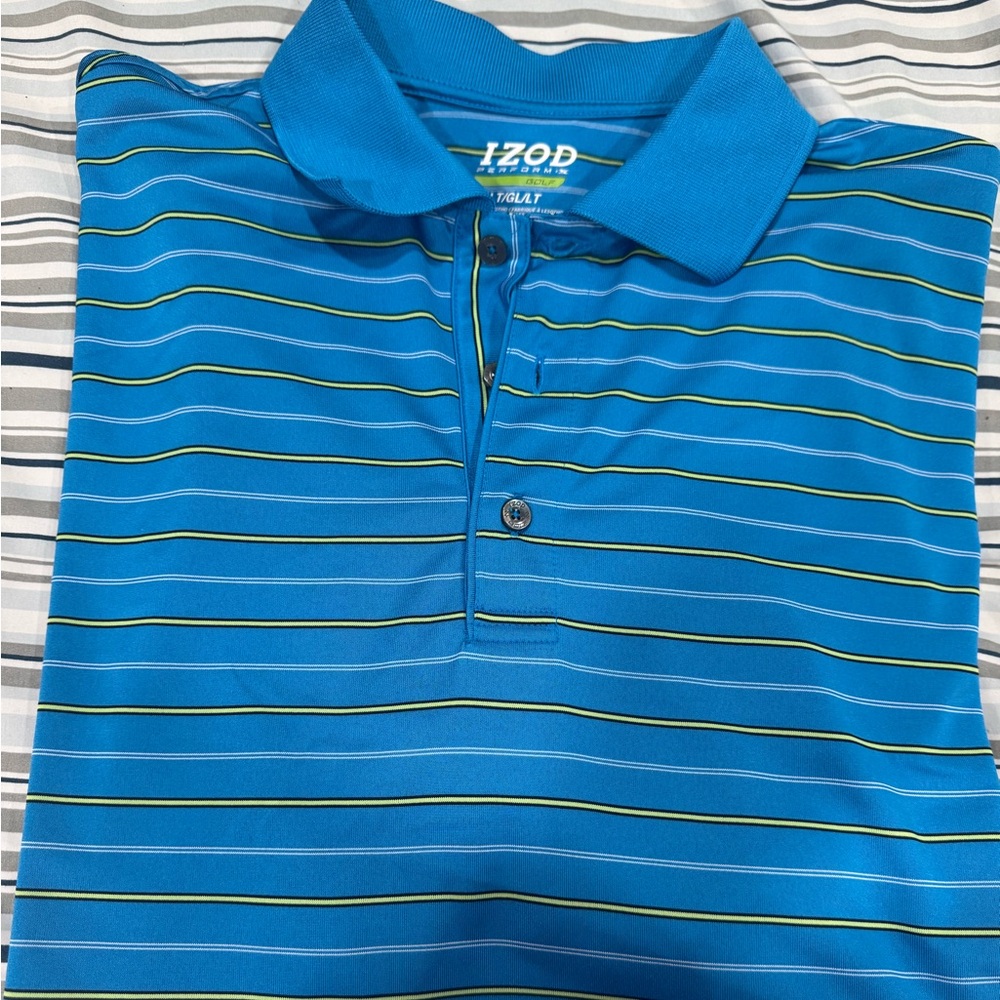 Izod Vibrant Blue Polo with Yellow and Black Stripes